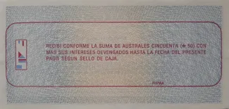 Argentine provinces 50 Australes, 1985 reverse