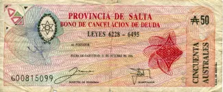 Argentine provinces 50 Australes, 1988 image