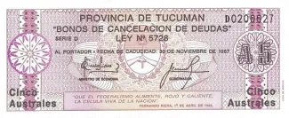 Argentine provinces 5 Australes, 1986 image