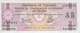 Argentine provinces 5 Australes, 1988 image