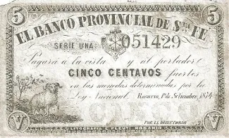 Argentine provinces 5 Centavos, 1874 image