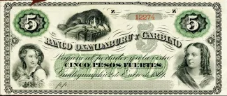 Argentine provinces 5 Pesos, 1869 image