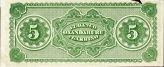 Argentine provinces 5 Pesos, 1869 reverse