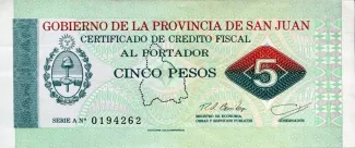 Argentine provinces 5 Pesos, 1995 image