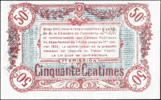 French notgeld 50 Centimes, reverse