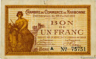 French notgeld 1 Franc, 1915 image