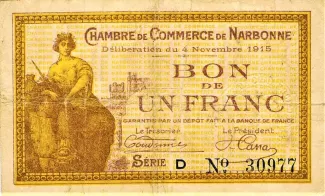 French notgeld 1 Franc, 1915 image
