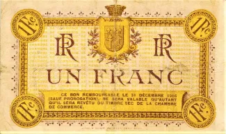 French notgeld 1 Franc, 1915 reverse