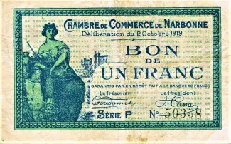French notgeld 1 Franc, 1919 image