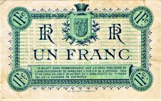 French notgeld 1 Franc, 1919 reverse