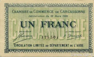 French notgeld 1 Franc, 1922 image