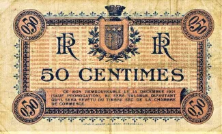 French notgeld 50 Centimes, 1916 reverse