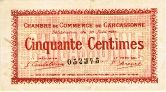 French notgeld 50 Centimes, 1917 image