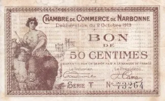 French notgeld 50 Centimes, 1919 image
