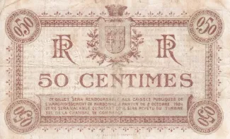French notgeld 50 Centimes, 1919 reverse