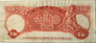 Australia 10 Pounds, 1954-1960 reverse