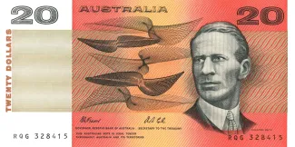 Australia 20 Dollars, 1974-1994 obverse