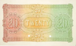 Australian States 20 Pounds, 1874-1879 reverse
