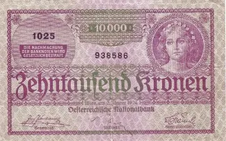 Austria 10.000 Kronen, 1924 obverse