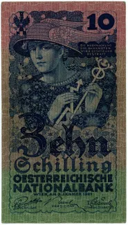 Austria 10 Schilling, 1927 obverse