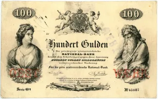 Austrian Empire 100 Gulden, 1858 obverse