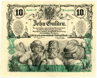 Austrian Empire 10 Gulden, 1863 obverse