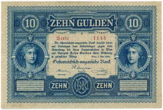 Austrian Empire 10 Gulden, 1880 obverse