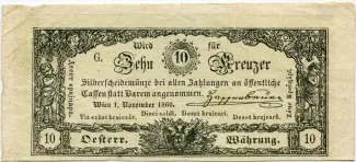 Austrian Empire 10 Kreuzer, 1860 obverse