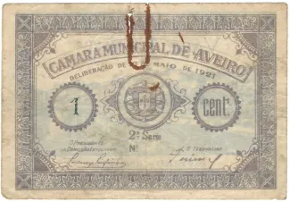 Aveiro, District of 1 Centavo, 1921 image