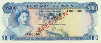 Bahamas 100 Dollars - Elizabeth II, 1965 image