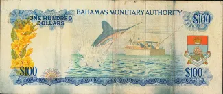 Bahamas 100 Dollars - Elizabeth II, 1968 reverse