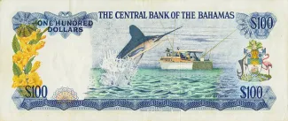 Bahamas 100 Dollars - Elizabeth II, 1974 reverse