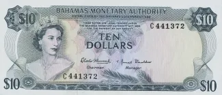 Bahamas 10 Dollars - Elizabeth II, 1968 image