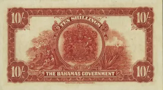 Bahamas 10 Shillings - George V, 1930 reverse