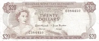 Bahamas 20 Dollars - Elizabeth II, 1968 image