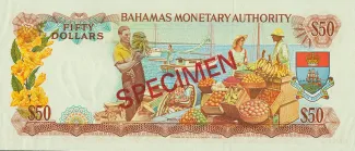 Bahamas 50 Dollars - Elizabeth II, 1968 reverse