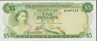 Bahamas 5 Dollars - Elizabeth II, 1965 image