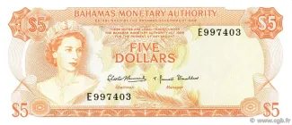 Bahamas 5 Dollars - Elizabeth II, 1968 image