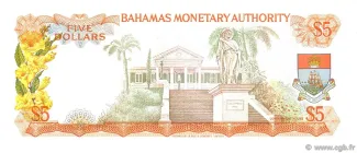 Bahamas 5 Dollars - Elizabeth II, 1968 reverse