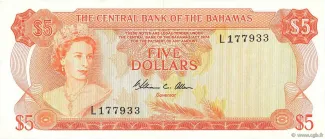 Bahamas 5 Dollars - Elizabeth II, 1974 image
