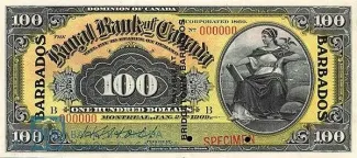 Barbados 100 Dollars, 1909 image