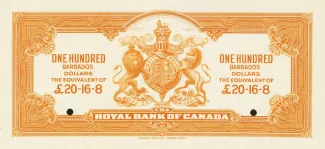 Barbados 100 Dollars, 1920 reverse