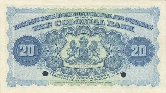 Barbados 100 Dollars, 1922-1935 reverse