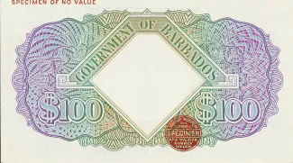 Barbados 100 Dollars, 1943 reverse