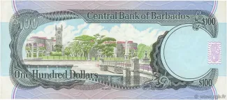 Barbados 100 Dollars, 1986-1994 reverse