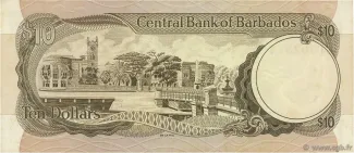 Barbados 10 Dollars, 1973-1986 reverse