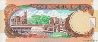 Barbados 10 Dollars, 1999-2000 reverse