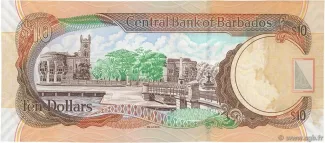 Barbados 10 Dollars, 2007-2012 reverse