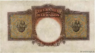 Barbados 1 Dollar, 1938-1949 reverse