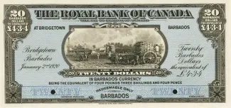 Barbados 20 Dollars, 1920 image